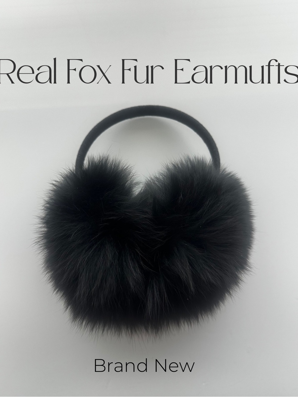 Real Fox Fur Earmuffs - Black
